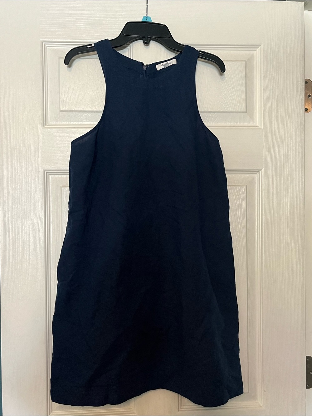 Madewell Navy Linen A-Line Shift Dress